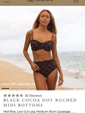 Albion Black Cocoa Dot Ruched Midi Bikini BOTTOMS